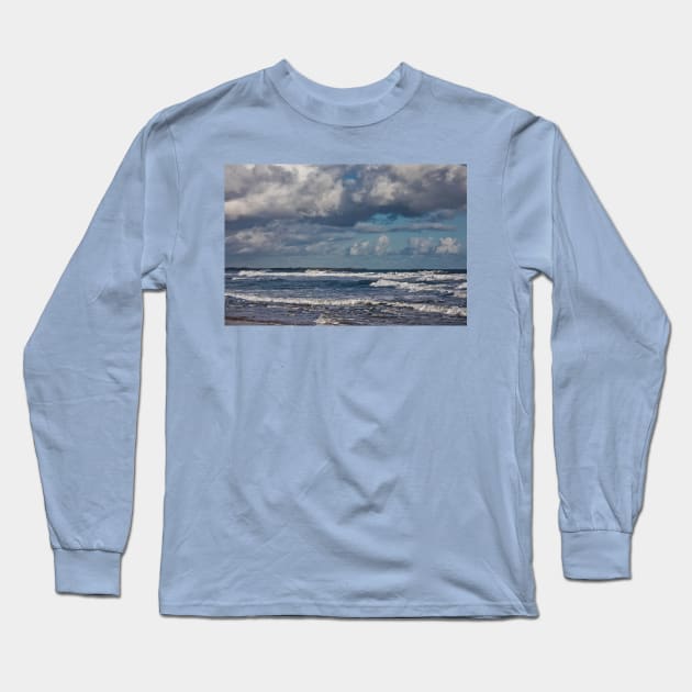 Stormy Seas at Druridge Bay Long Sleeve T-Shirt by Violaman